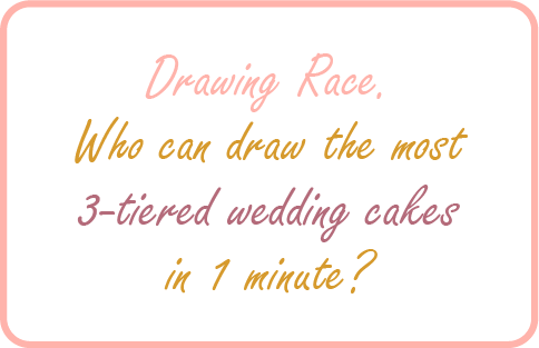 Image. Nice hen party game example:  Drawing Race. Who can draw the most 3-tiered wedding cakes in 1 minute?